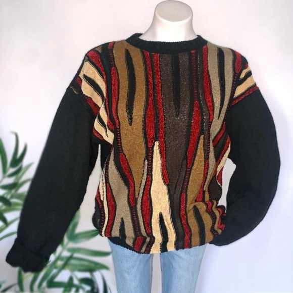 Vintage Sweaters - v i n t a g e :: Slouchy Coogi Style Textured Grandpa Knit Sweater